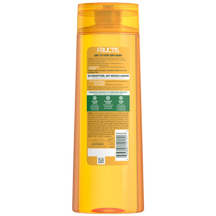 Back view of Triple Nutrition Shampoo for Very Dry Hair.